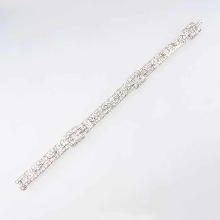 Diamond set strap bracelet with buckle links by Cartier